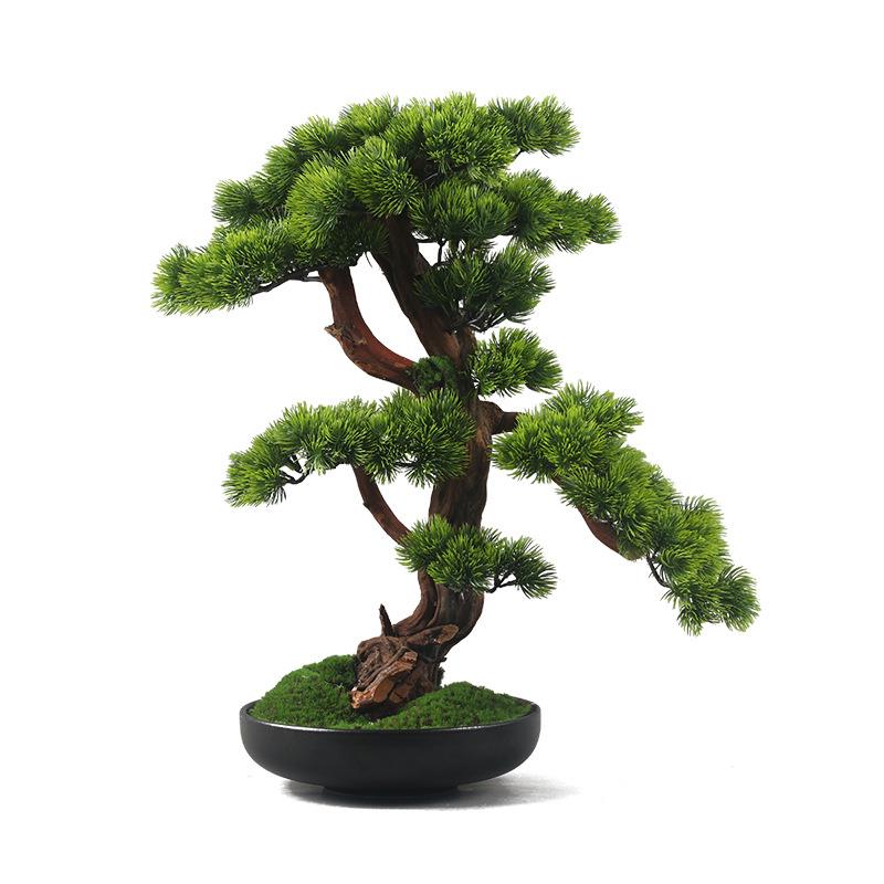 仿真迎客松盆景绿植盆栽客厅电视柜玄关办公室家居装饰新中式摆件