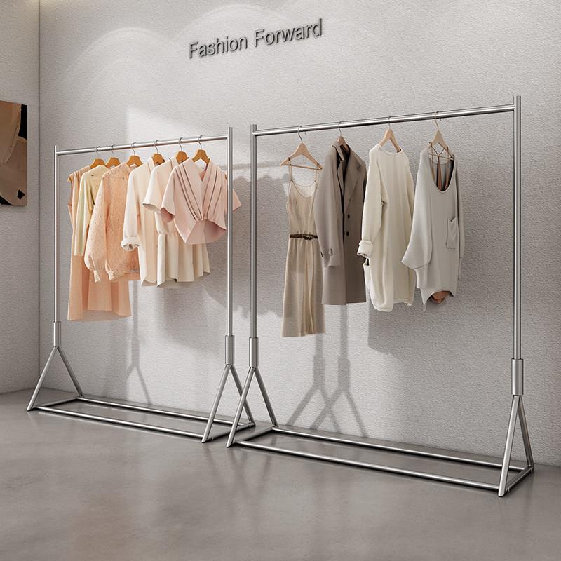 服装店不锈钢展示架简约商用落地挂衣架衣杆女装店陈列衣架中岛架