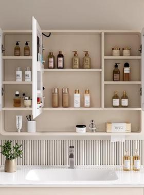 太空铝圆弧浴室镜柜卫生挂墙高式NWS智能加带灯带美间妆收纳架储