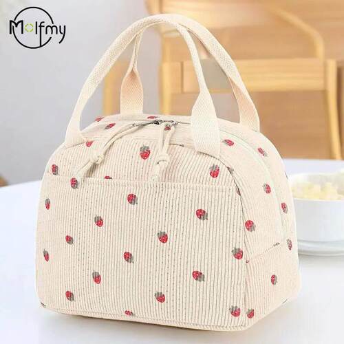 Corduroy Lunch Bag Thermal Insulation Lunch Box Storage Hand