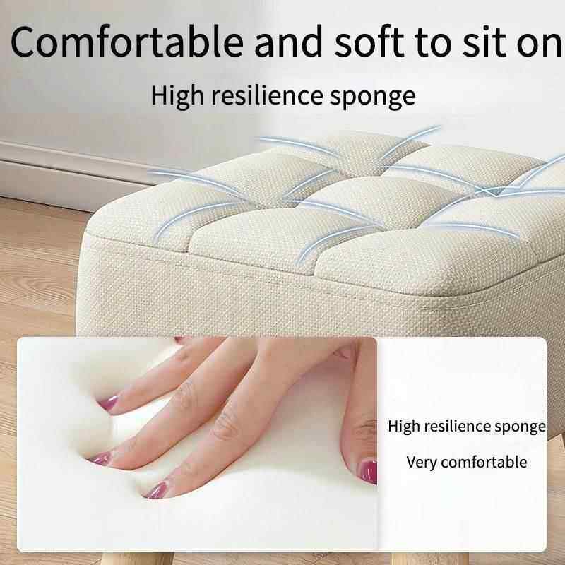 Dia30cm Round Ottoman Foot Rest Stool Linen Fabric Padded Se