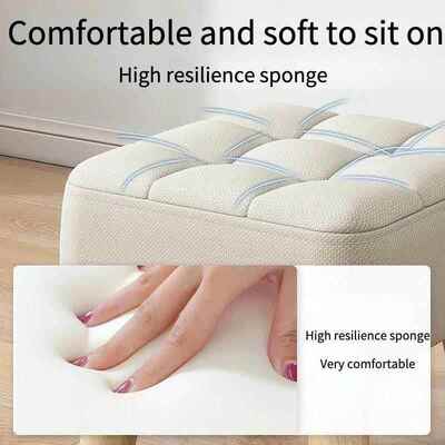 Dia30cm Round Ottoman Foot Rest Stool Linen Fabric Padded Se