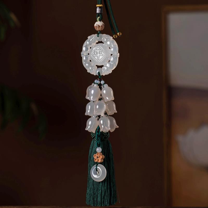 高档平安福汽车挂件高玉档玛石网红女神款玉髓瑙吊坠饰品