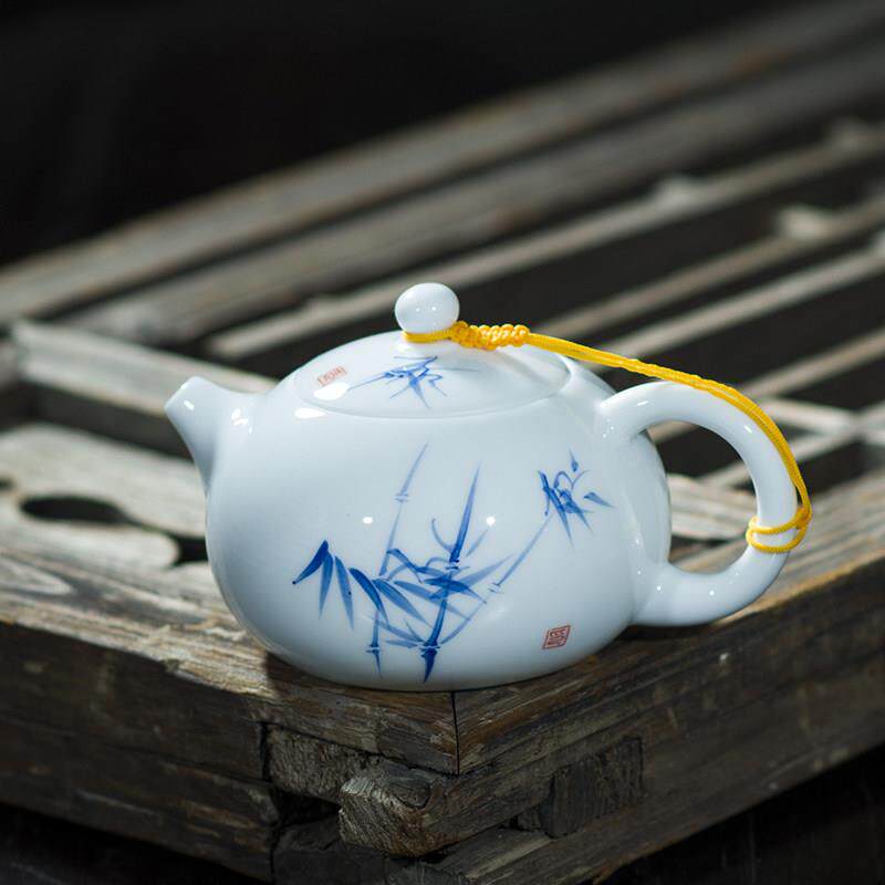 手绘茶壶小号迷你陶瓷单壶青花瓷釉下彩景德镇球孔出水手工西施壶
