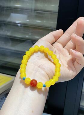 2026黄玛瑙搭配红玛瑙隔珠手串新中式转运珠黄色手链男女款