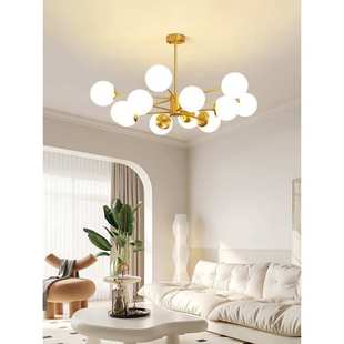 全铜客厅灯具现代简约轻奢餐厅卧室大气魔豆分子吊灯装 饰客厅吊灯