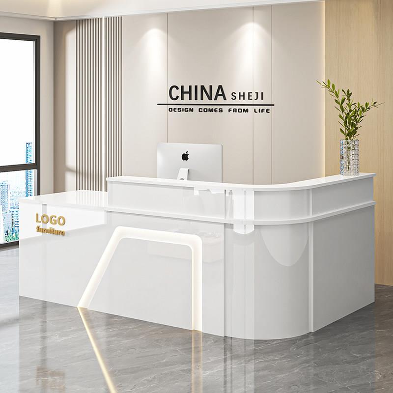 前台接台弧形收台银柜台商场酒店高饭厅待档吧转角烤漆亮光桌服务