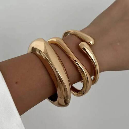 3 Styles Vintage Hip Hop Metal Cuff Bangles Punk Gold Silver