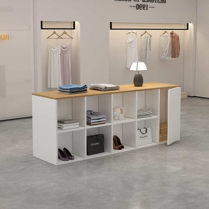 台店网w流水红~长条桌服装店鞋店桌展示装饰女装展示陈列中岛收纳