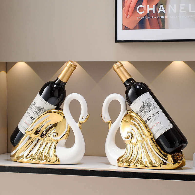 网红天鹅红酒收纳架摆件轻奢高档客厅酒柜内葡萄酒酒托置物架斜放