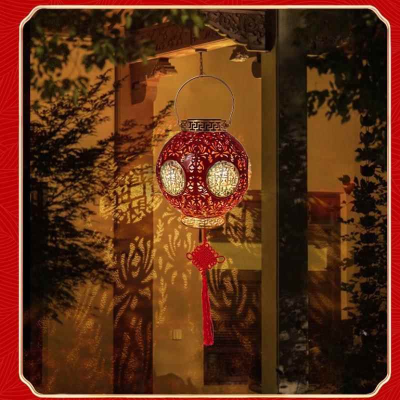 太灯阳能福字红灯笼庭灯过年led灯节日喜庆结婚挂饰无小夜氛院围