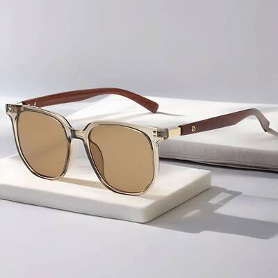 Women's Tortoiseshell Sunglasses Retro Geometric Wood Grain