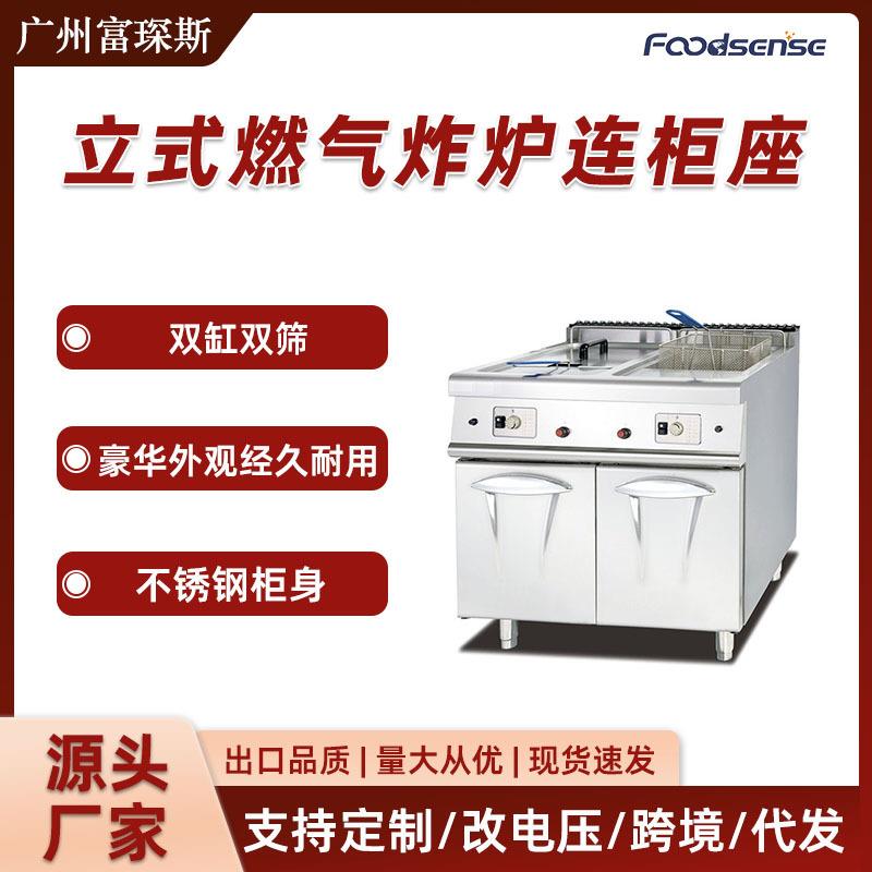 双缸双筛燃气炸炉 商用燃气炸炉 立式连柜双缸油炸锅大容量电炸锅