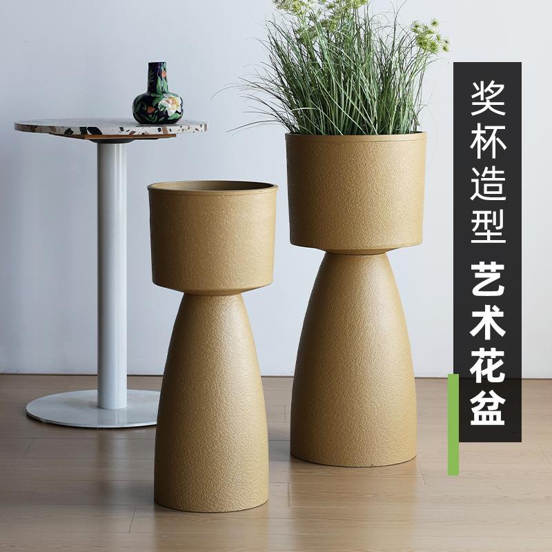 高款火炬头塑料花盆万圣节圣诞节室内外装饰花盆高筒高款树脂花盆