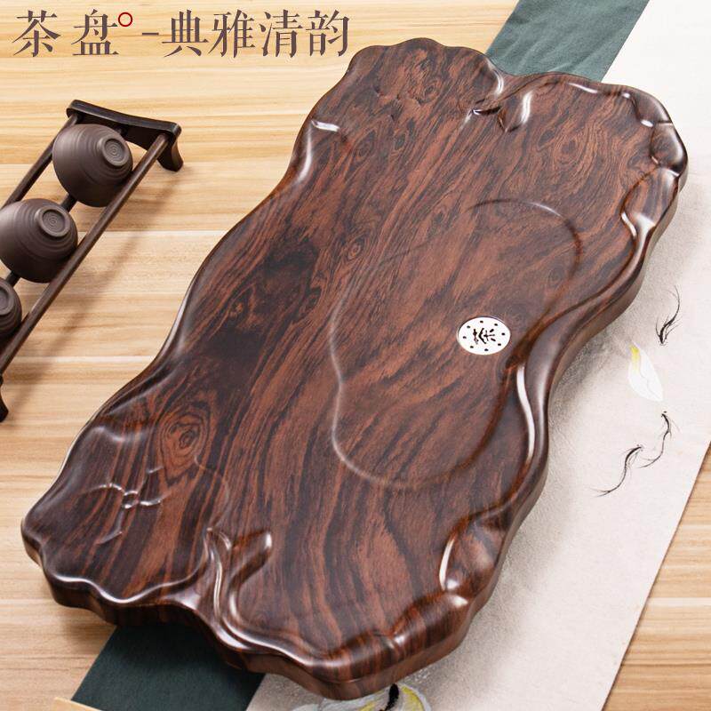 ronkin实木小茶盘家用带排水小型托盘现代简约竹制一人用茶海台储