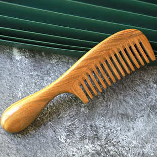 A1檀香木宽齿木梳加厚柄梳刻字梳子绿檀木 源头厂家按摩木梳子3