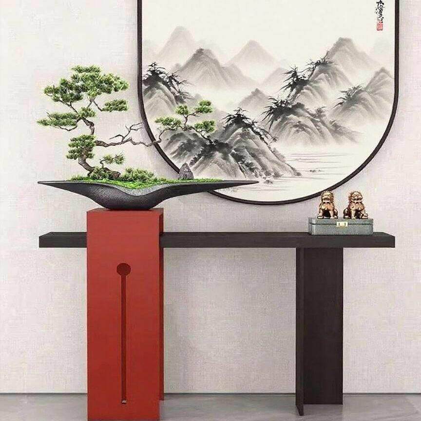 新中式艺术玄关古典风端予岑实木过道玄关台装饰桌简约靠墙装饰柜
