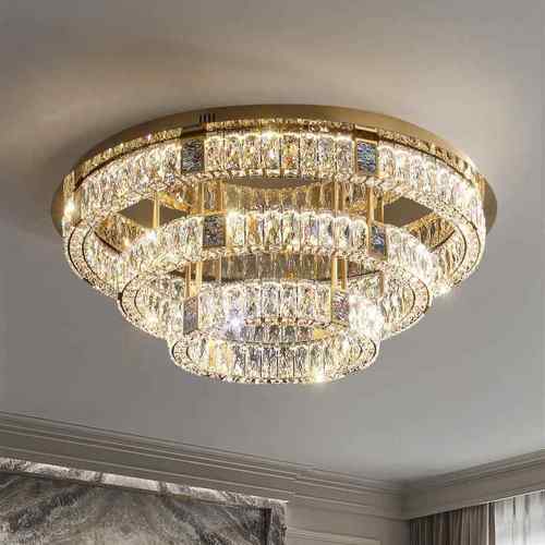 博泳客厅灯简约现代长方形餐厅灯三层led水晶灯大气家用高档