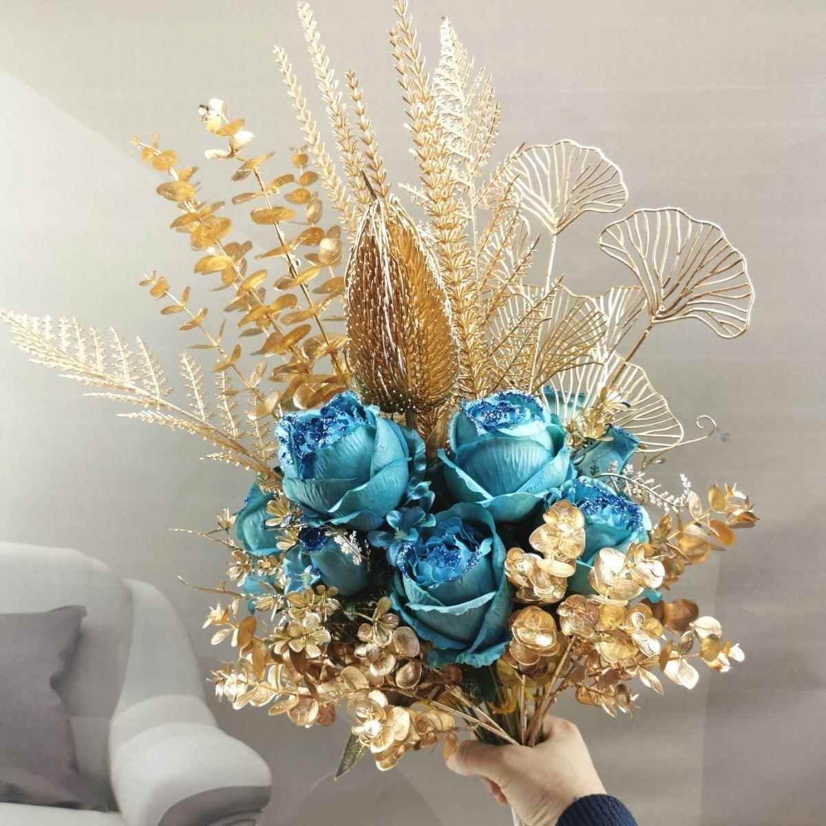 客厅餐桌假花欧式玫瑰花彷真花居家新房装饰摆饰室内花艺插花新款