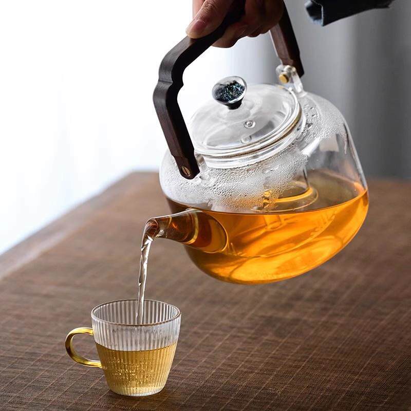 玻璃煮茶壶厚耐蒸高温煮器电陶炉家用大容量花茶木尊壶壶星加空茶