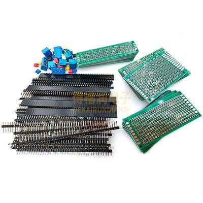 100PCS双面板套装单排针母套件短路帽电路板双面喷漆板PCB