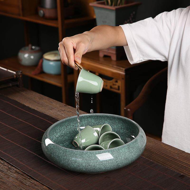 特大号茶洗创意哥窑茶道配件笔洗缸水洗杯功夫茶具家用陶瓷茶洗盆