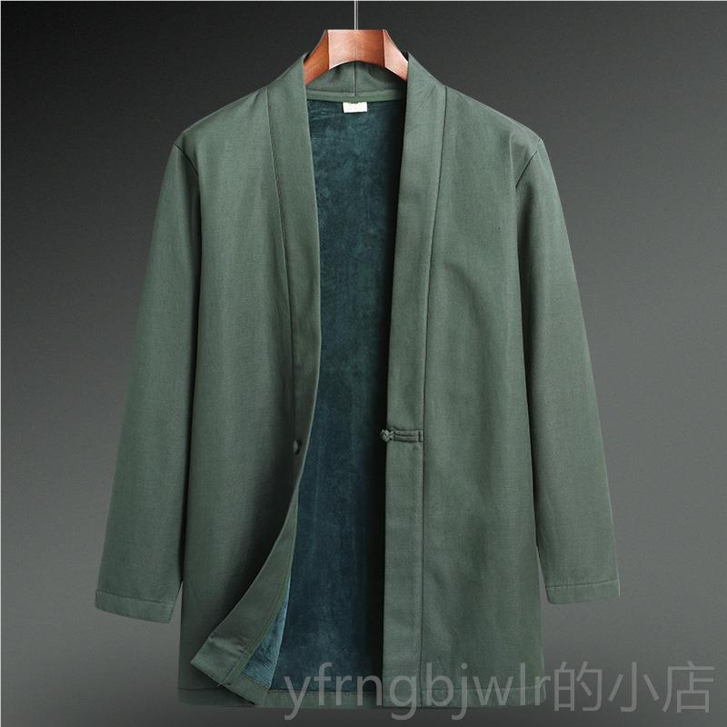 新款唐装盘男士冬季棉衣汉服中式复古扣棉长中款加绒外套中国风服