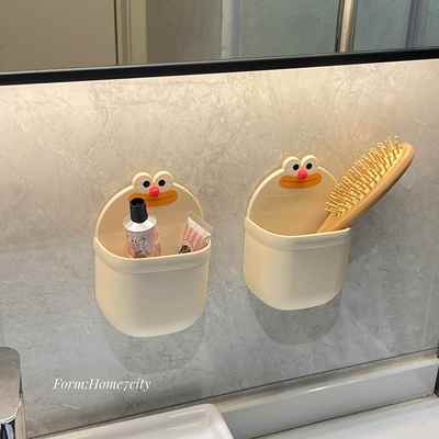 可爱大嘴哈壁挂收纳盒牙刷牙膏收纳筒免打孔可沥水置物架洗漱品盒