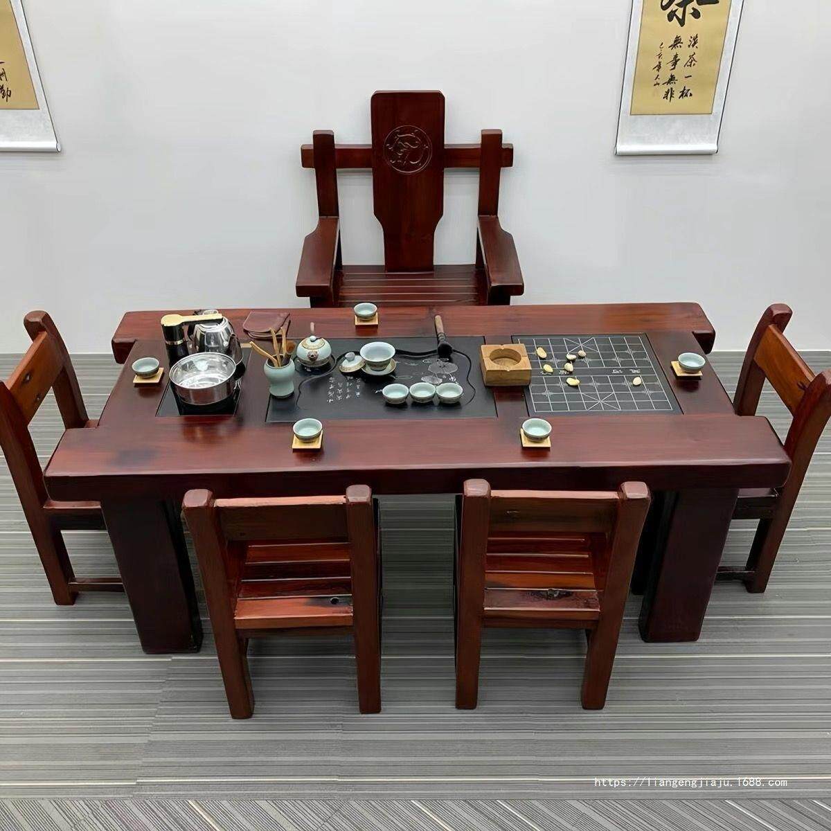 老船木茶桌椅组合实木茶几中式功夫客厅家用一体办公套装简约茶台