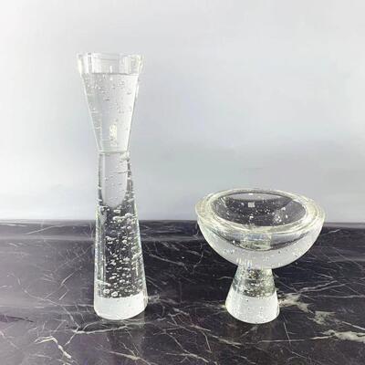 现代简约玻欧式透明汽泡晶璃透明几何碗软形摆件样板房售1607楼处