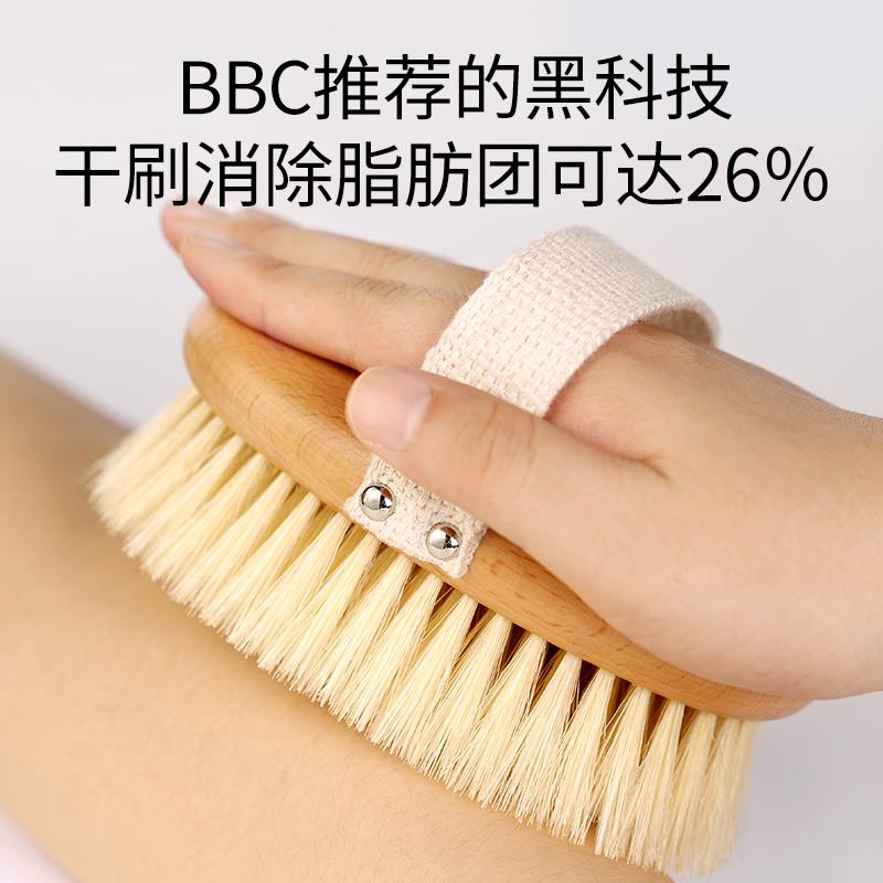 干刷身体刷猪鬃毛沐浴洗澡刷美体刷腿磨砂膏刷子搓背搓泥神