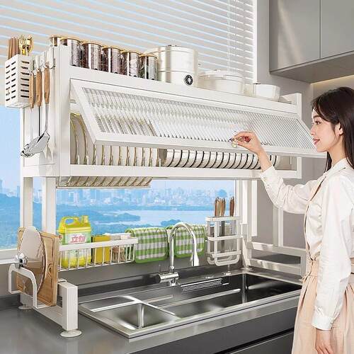 厨房水槽置物架洗碗槽水池防尘碗盘柜台面收纳餐具多功能储物沥水