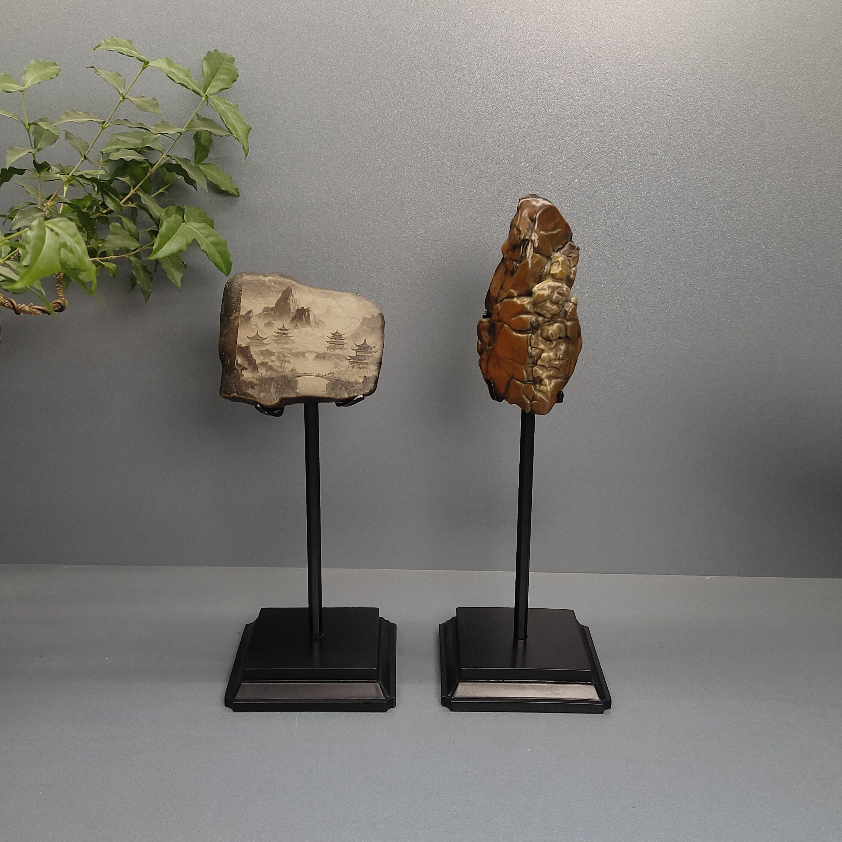 石魂缘铁艺 客厅树脂奇石底座石头蚂蚁支架 创意石头摆件水晶托架
