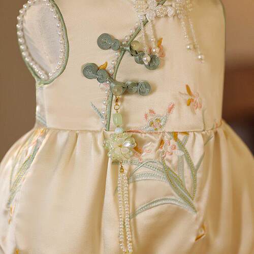 周岁女宝宝礼服新中式女童连体包屁衣百日抓周宴国风旗袍冠衣夏季