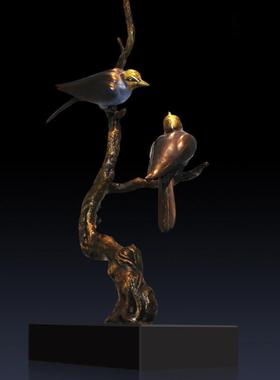 喜上眉梢喜鹊铜工艺品摆件树枝喜鹊铜雕塑办公室家居装饰品摆设