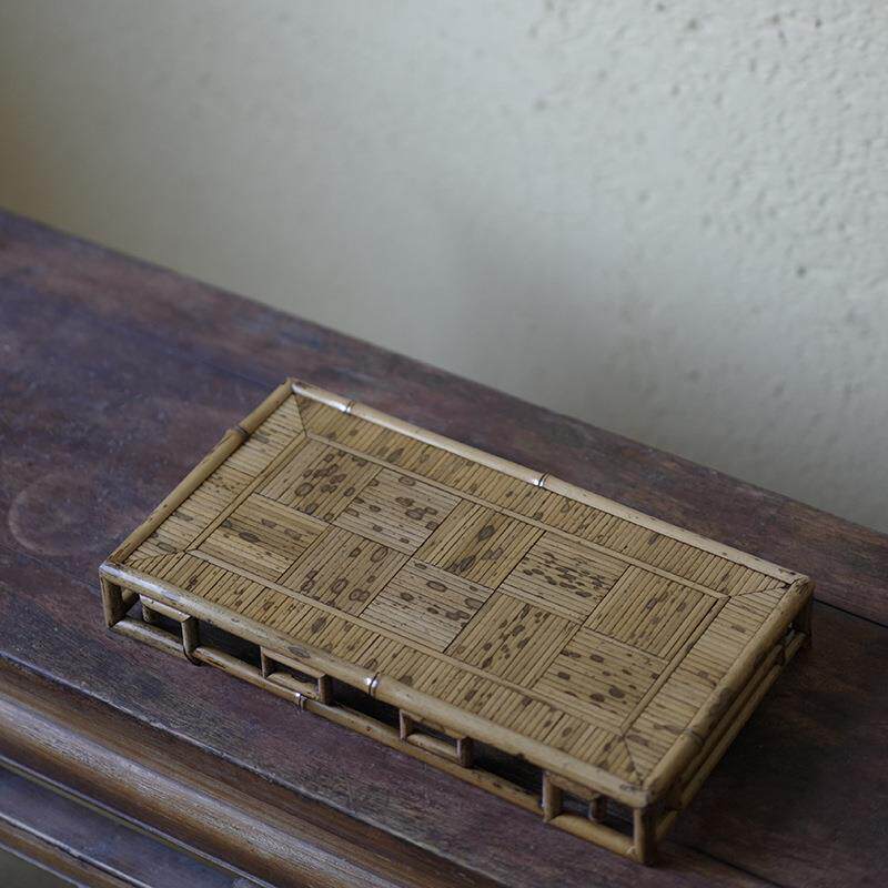 梅鹿竹长形案台茶盘茶台文玩杂项器具中式竹制小茶台