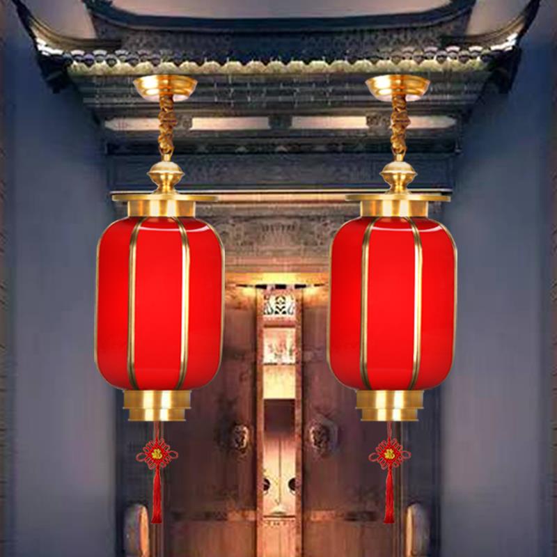全铜灯笼2025新款太阳能阳台吊灯中国风新中式喜字福字古风结婚庆