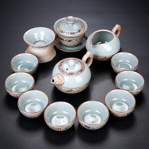中迪功夫茶具套组办公会客泡茶哥窑茶具茶壶茶杯简约陶瓷家用客厅