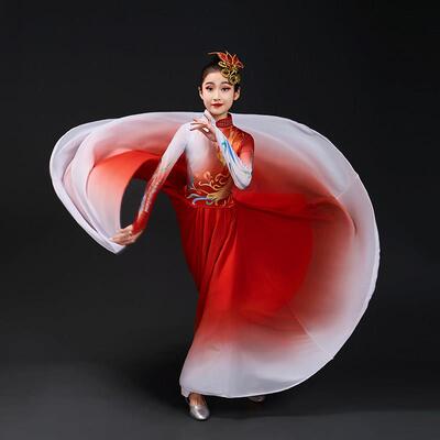 2025新款学生开 场舞大摆裙六一儿童演出服舞蹈表演服灯火里的中