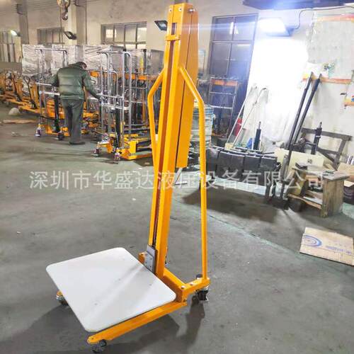 单轴手摇式堆高车带滚筒迷你电动叉车轻型工位车200kg模具装卸车