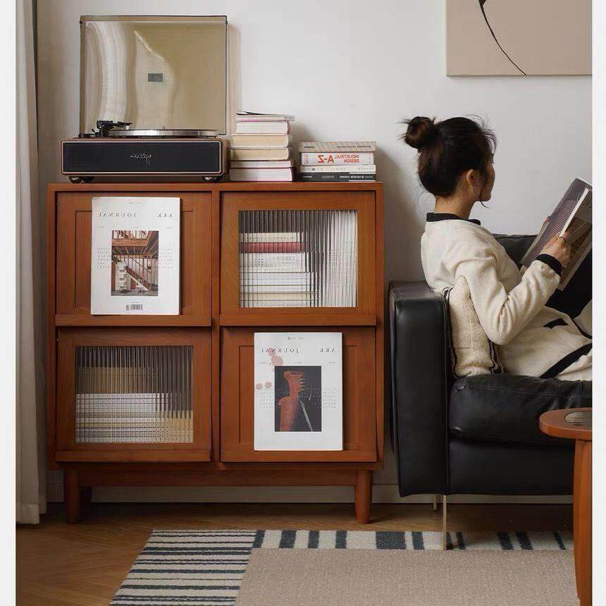 简约复古实木书柜客厅沙发边柜杂志柜卧室收纳柜储物柜厨房餐台柜