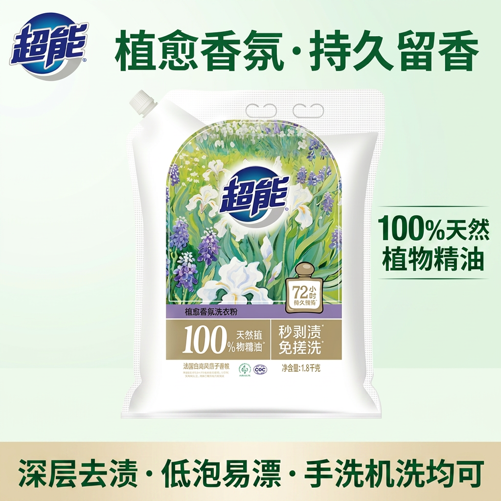 超能植愈香氛洗衣粉100%天然植物精油持久留香深层去渍低泡皂粉
