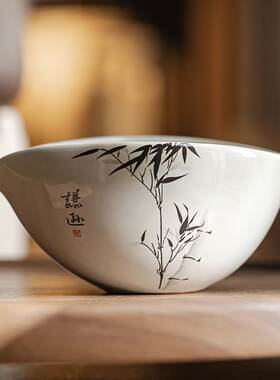 草木灰宇舟公道杯水墨君子竹家用陶瓷功夫茶具分茶器泡茶匀杯