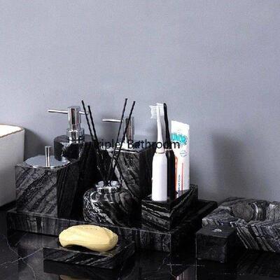 1 retro wood grain natural marble bathroom soap dispenser