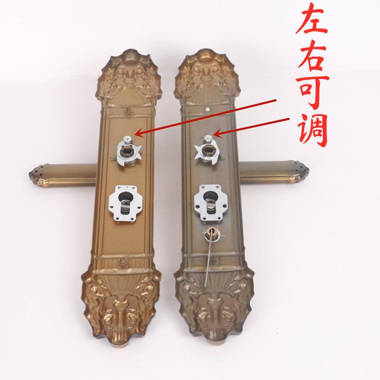 漆锁防盗门把手门锁锁大门执手佐致(收锁加厚烤拉手黄古具孔距23