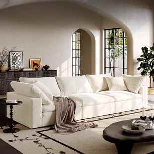 直销布艺沙发可拆洗羽绒乳胶慵懒风高端直排白色Cloud云沙发