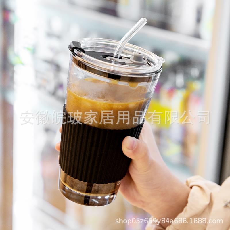 ins玻璃杯无铅吸管杯带盖便携耐高温情侣防烫冷萃咖啡杯女水杯子