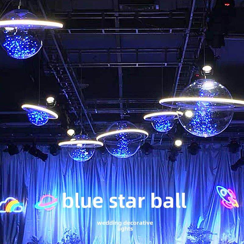 婚礼道具太空星球灯婚礼舞台窗户吊灯通道照片区蓝色星空球装饰灯