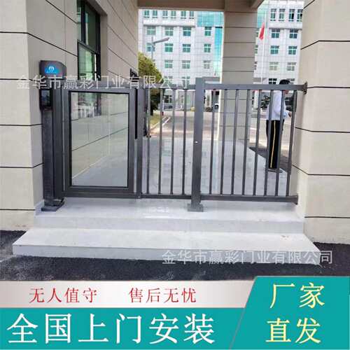 无刷电动广告小门人行通道门禁系统遇阻反弹栅栏侧门闸机广告栅栏