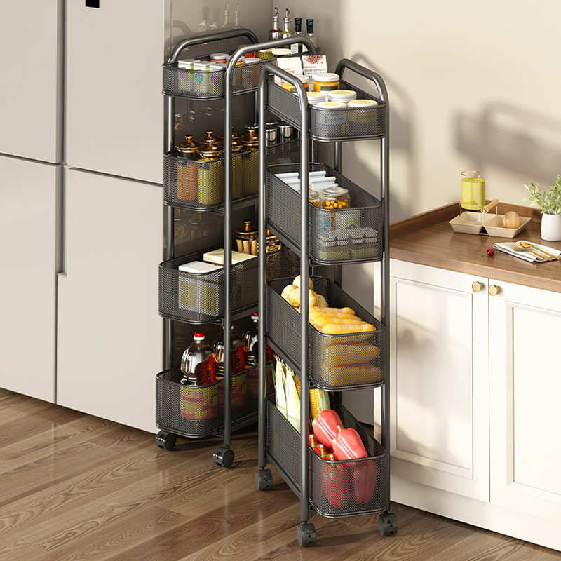 夹缝置物架厨房窄缝冰箱侧旁边的收纳柜超窄缝隙边缝小推车储物柜